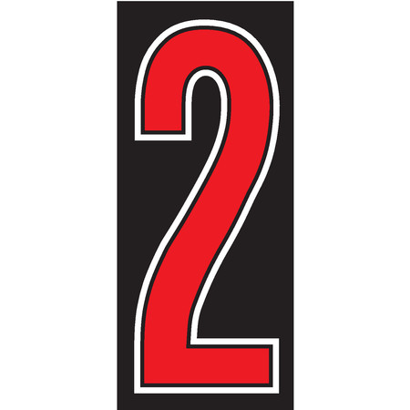 EZ LINE 7 1/2" Red, Black & White Adhesive Windshield Numbers: 2 Pk12 103-EZ-2